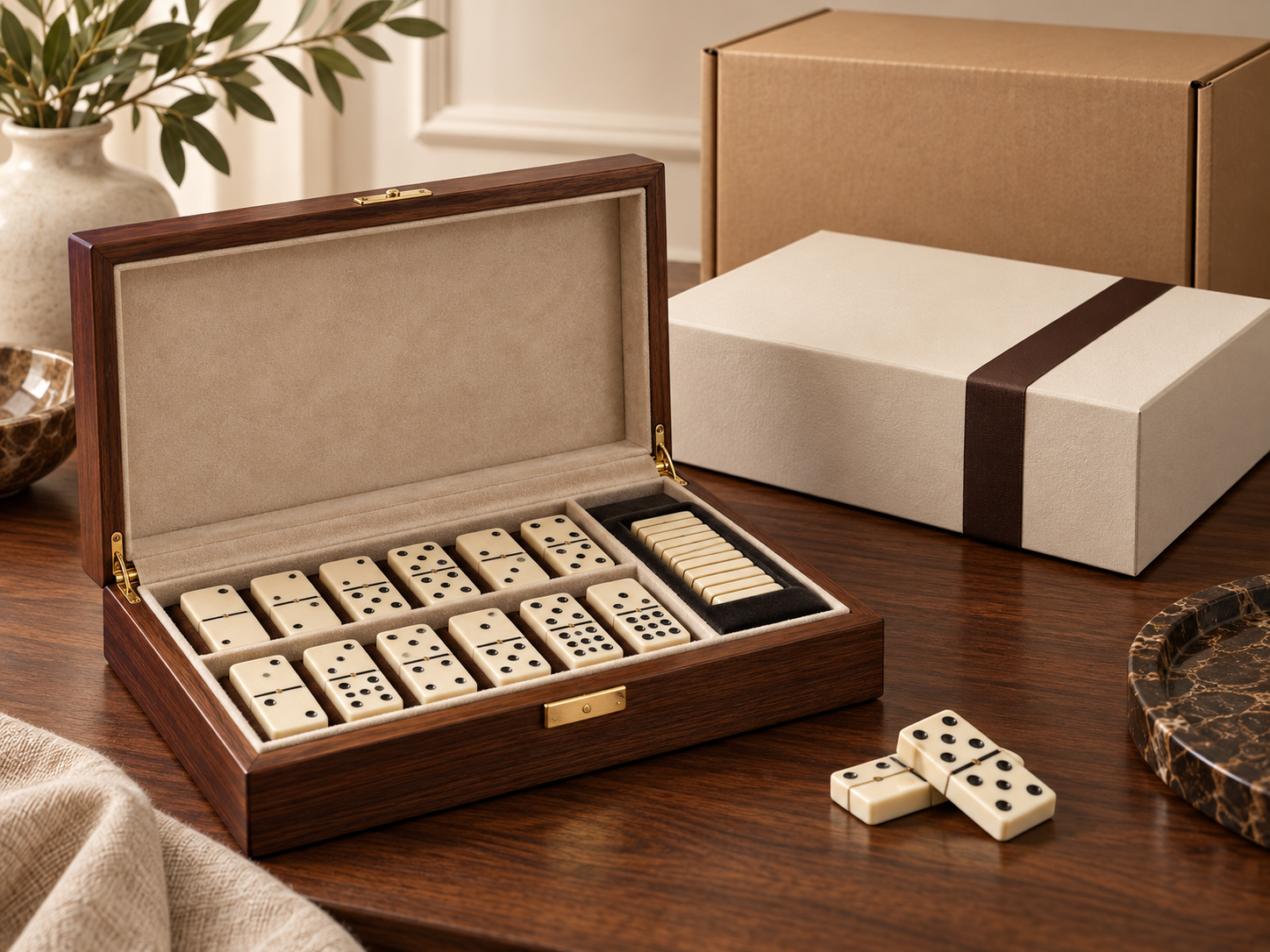 Luxury custom domino presentation case with private-label gift packaging